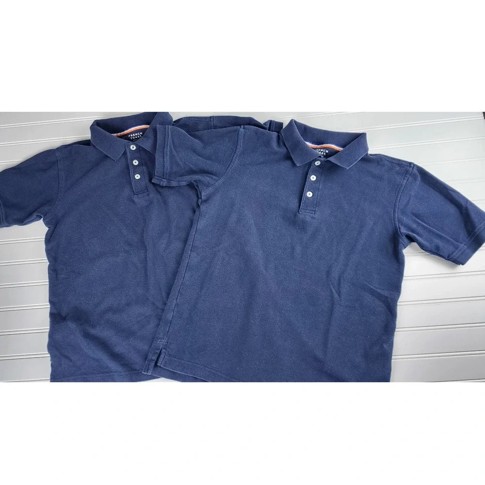 French Toast Polo Shirts Kids XL 14/16 Blue Boys Short Sleeve Polo Shirts 2 pack
